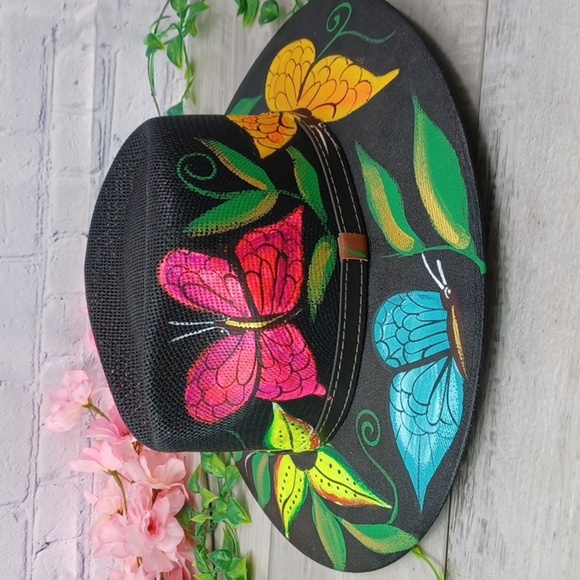 Hand Painted In Mexico Straw Hat NEW - Picture 4 of 6